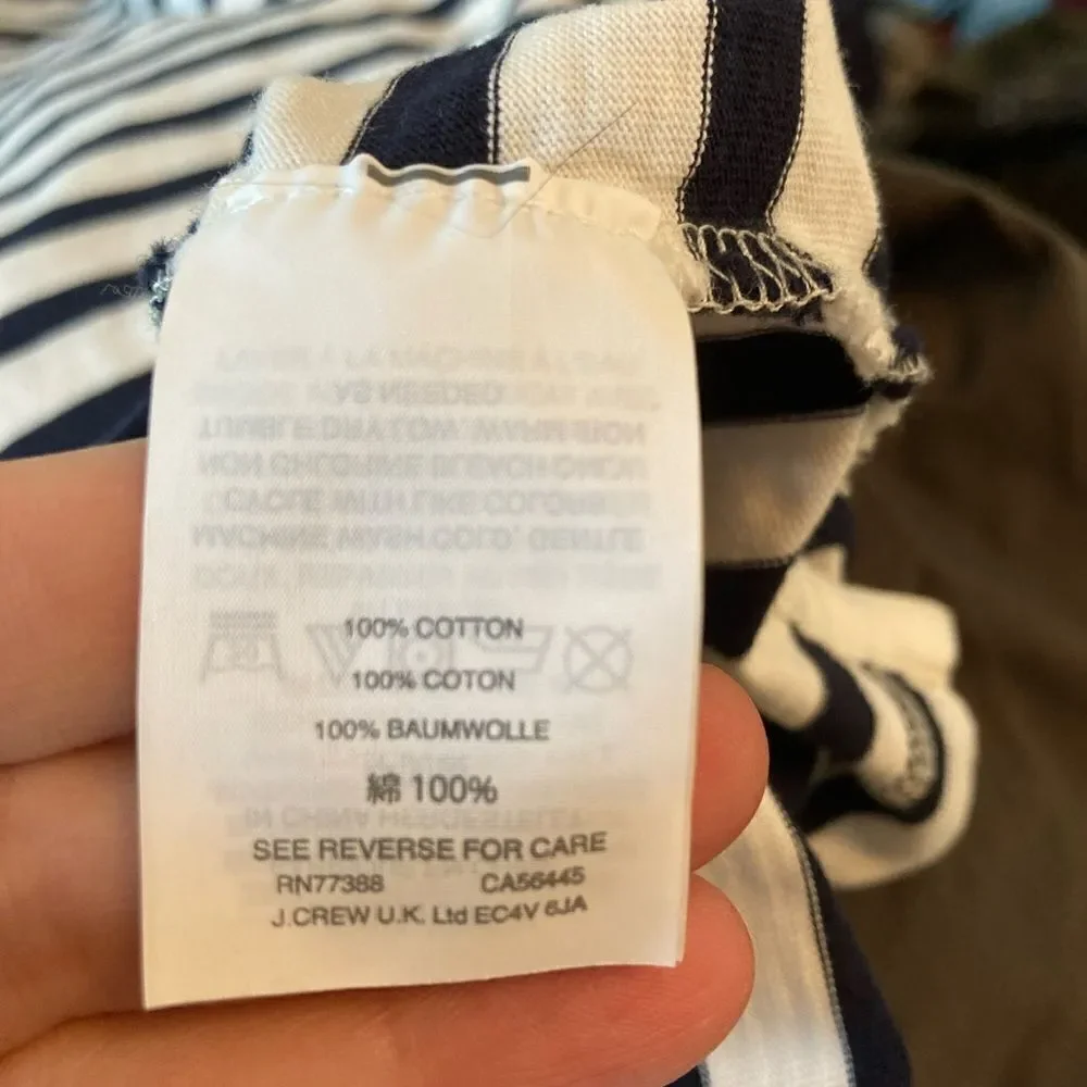J. Crew classic black and white/cream striped cotton preppy nautical classic top